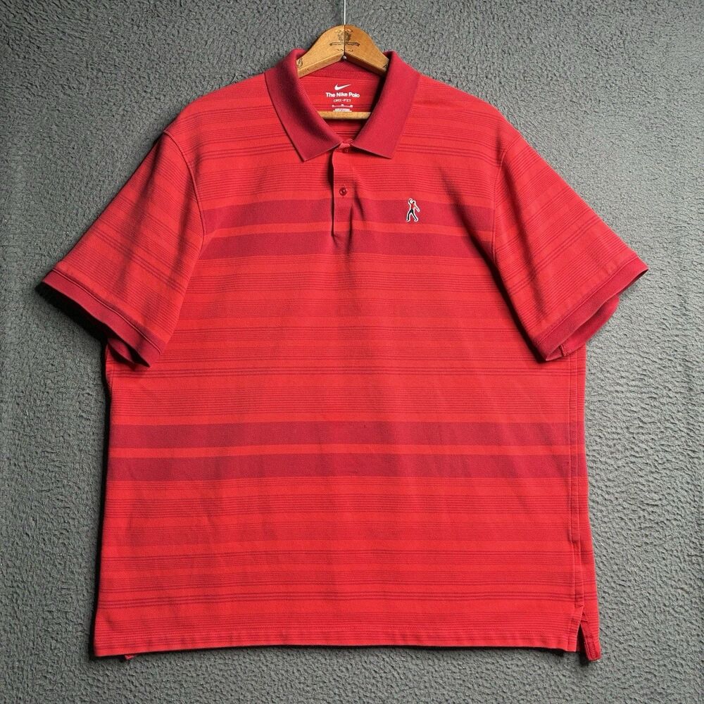 Nike Tiger Woods Fist Pump Logo Heritage Dri-Fit Polo XL Golf Sunday Red Masters - Picture 3 of 8